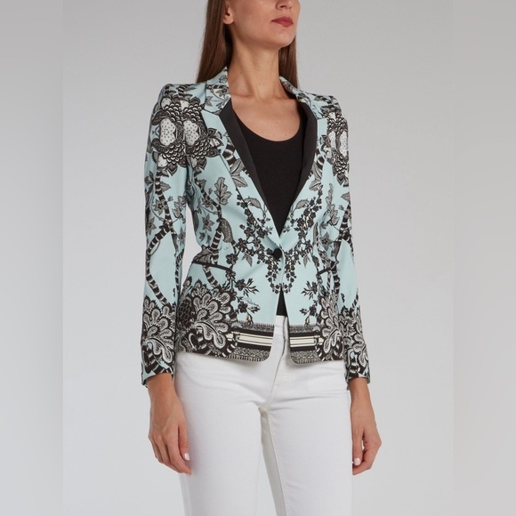 Roberto Cavalli Contrast Floral Print Blazer Sz. 42 - Picture 1 of 12